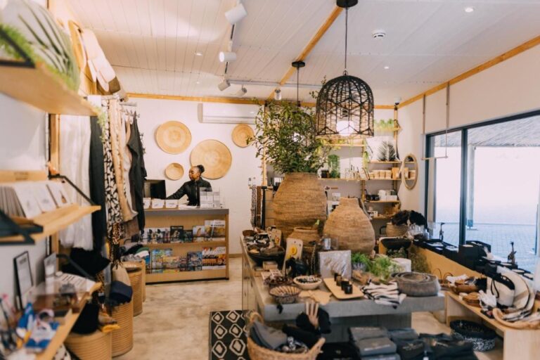 The lodge shop, with clothing, basketry, books and decorative items
